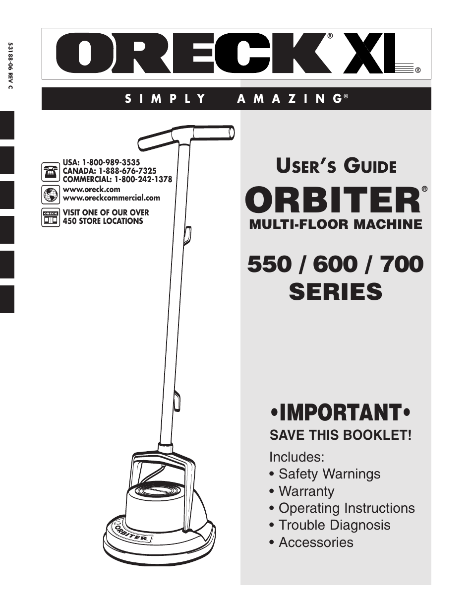 Oreck 550 User Manual | 36 pages