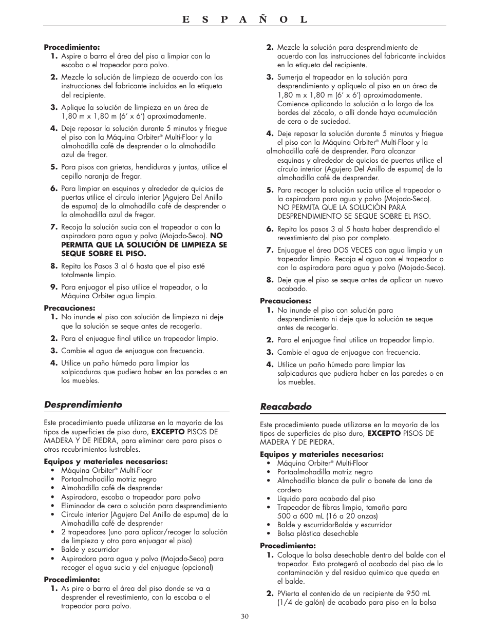 Oreck 550 User Manual | Page 30 / 36