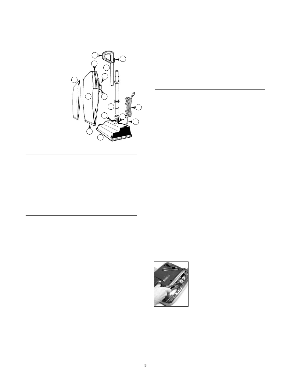 Parts list, Assembly, Operating instructions | General information | Oreck XL20R7RH User Manual | Page 5 / 8