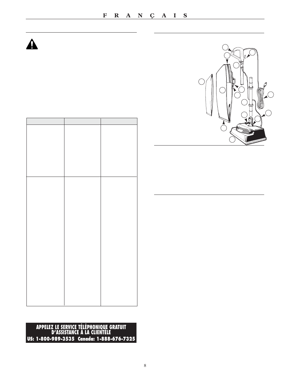 Liste de pièces, Assemblage, Mode d’emploi | Guide de dépannage | Oreck SIMPLY AMAZING XL3600HH User Manual | Page 9 / 16