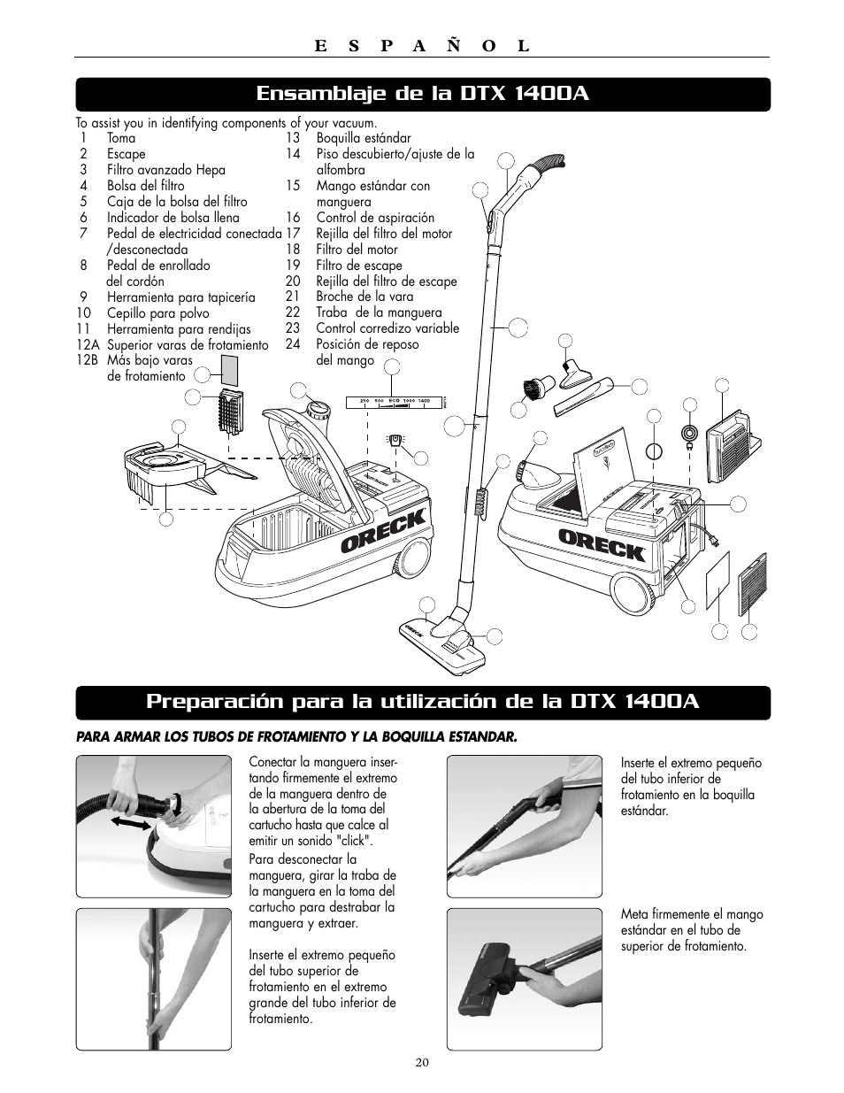Oreck SIMPLY AMAZING DTX 1400A User Manual | Page 20 / 24