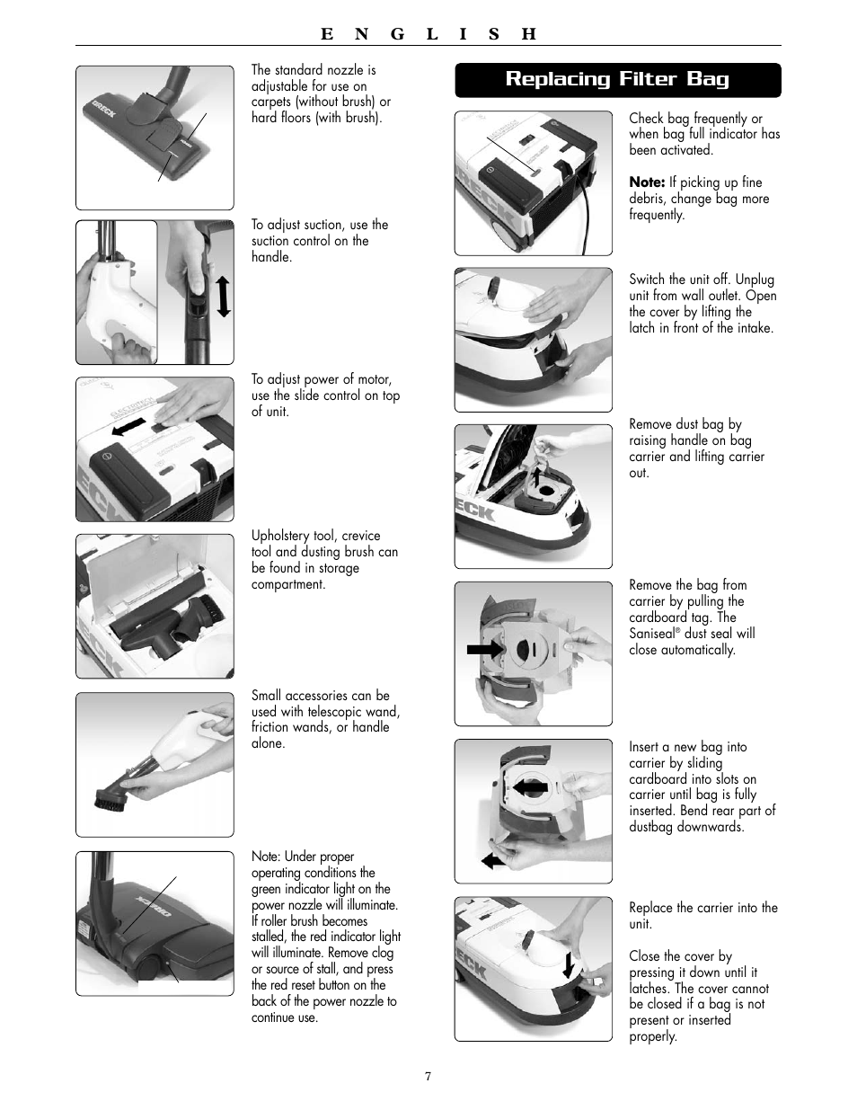 Eplacing, Ilter | Oreck SIMPLY AMAZING DTX 1400A User Manual | Page 7 / 24