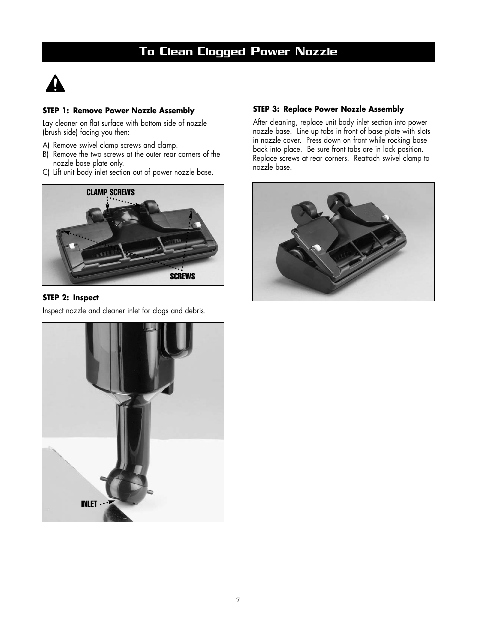 Lean, Logged, Ower | Ozzle | Oreck SIMPLY AMAZING APU255 User Manual | Page 7 / 8