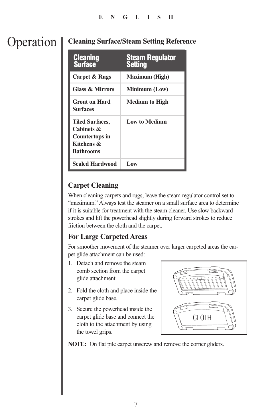 Operation | Oreck STEAM-IT STEAM100 User Manual | Page 7 / 12