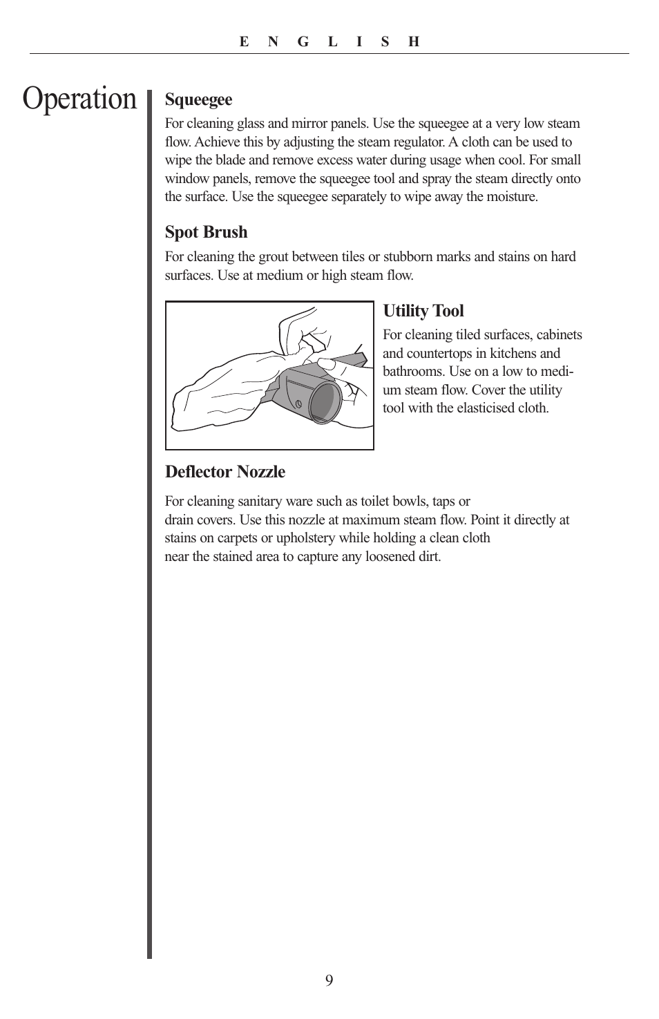 Operation | Oreck STEAM-IT STEAM100 User Manual | Page 9 / 12