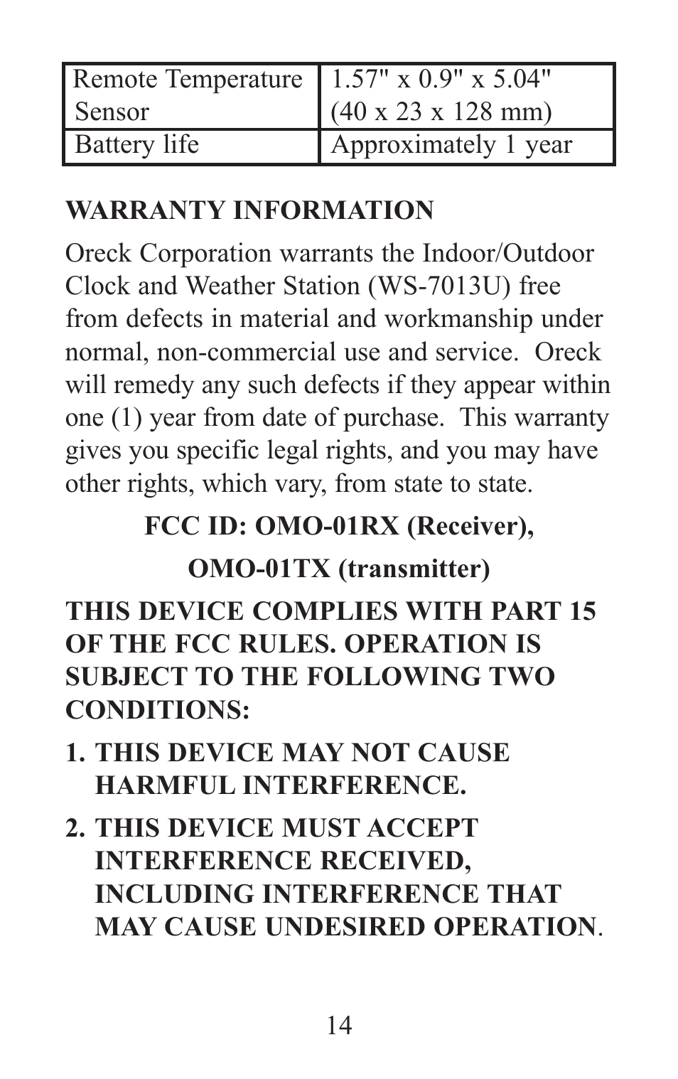 Oreck WS-7013U User Manual | Page 15 / 16