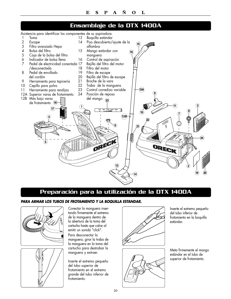 Oreck DTX 1400A User Manual | Page 20 / 24