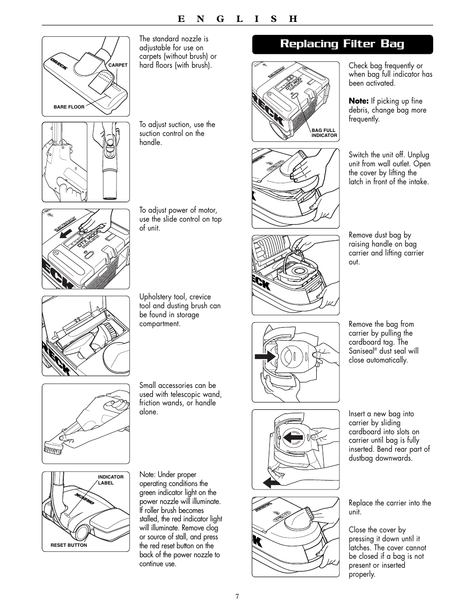 Eplacing, Ilter | Oreck DTX 1400A User Manual | Page 7 / 24