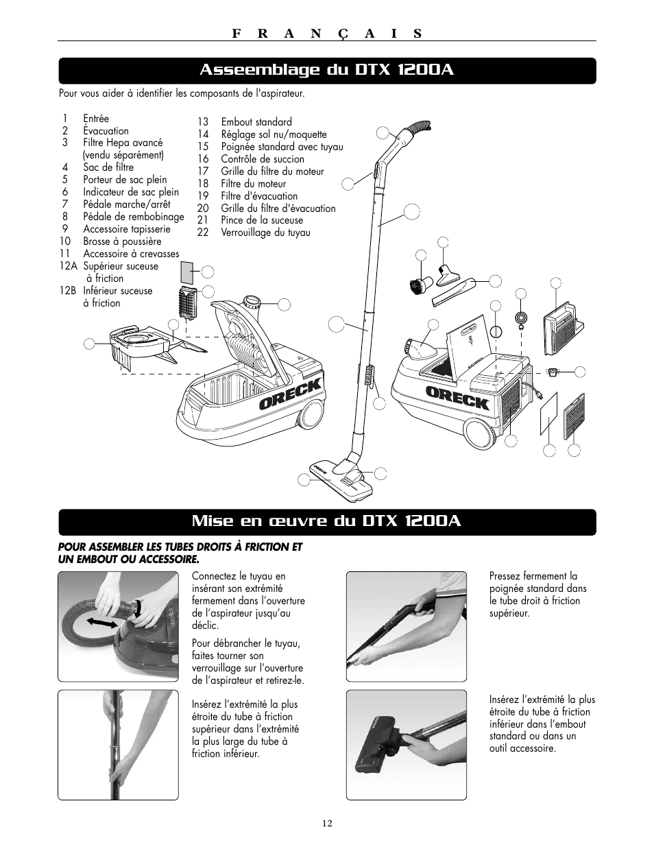 Oreck DUTCHTECH DTX 1200A User Manual | Page 12 / 24