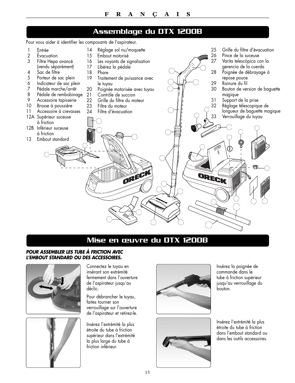 Oreck DUTCHTECH DTX 1200A User Manual | Page 13 / 24