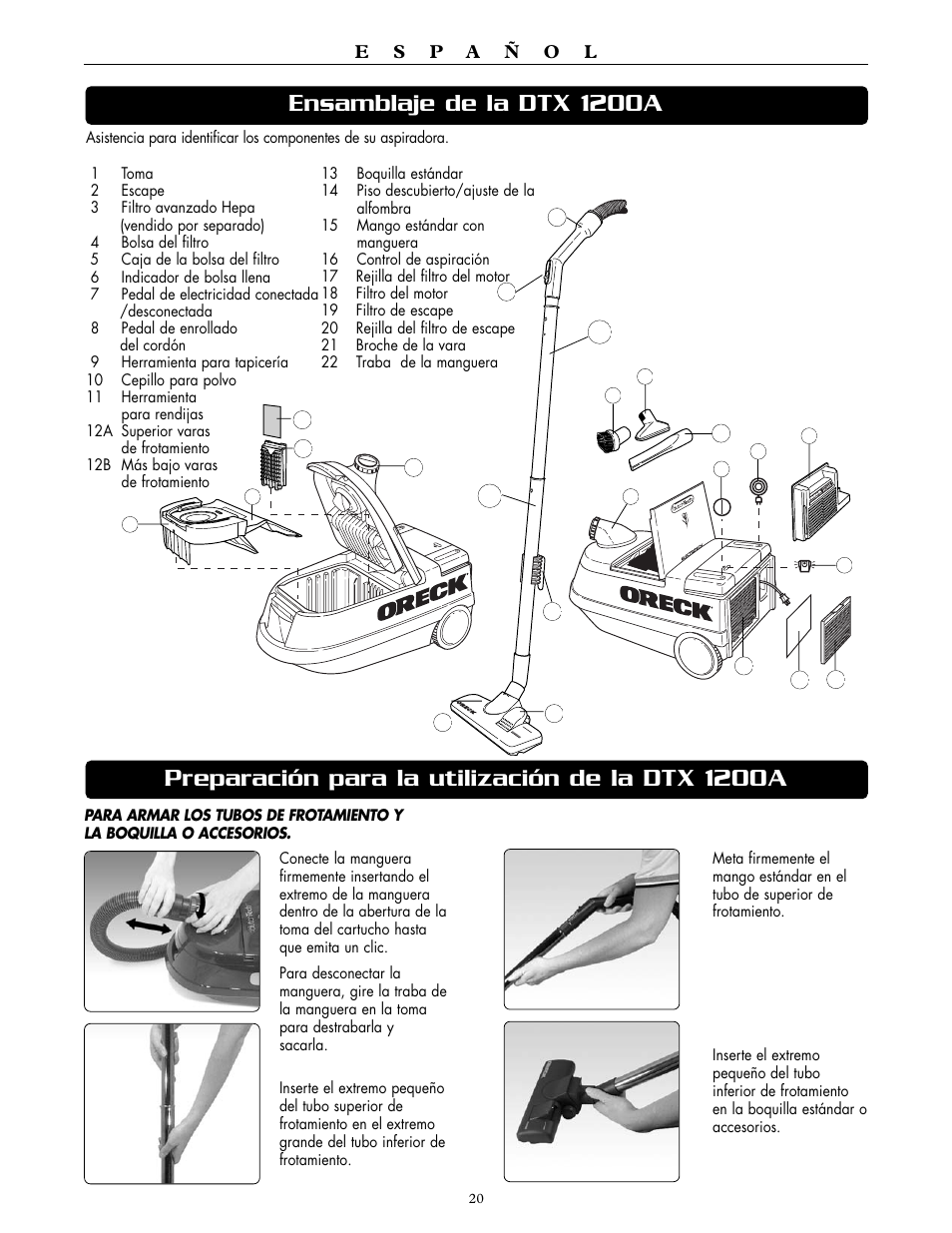 Oreck DUTCHTECH DTX 1200A User Manual | Page 20 / 24