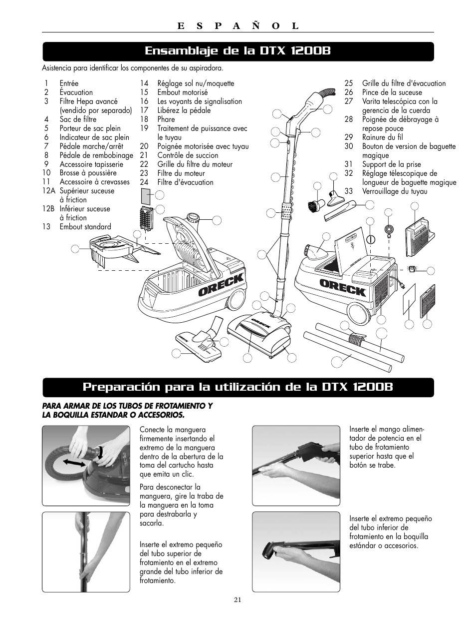Oreck DUTCHTECH DTX 1200A User Manual | Page 21 / 24