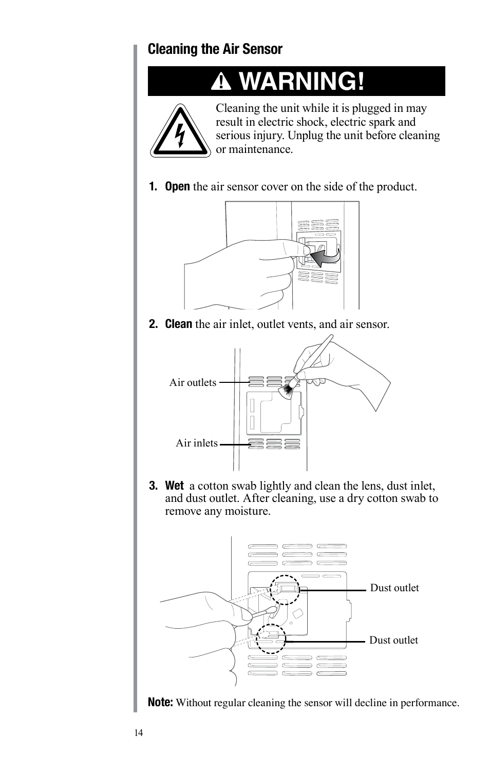 Warning | Oreck Air User Manual | Page 14 / 54