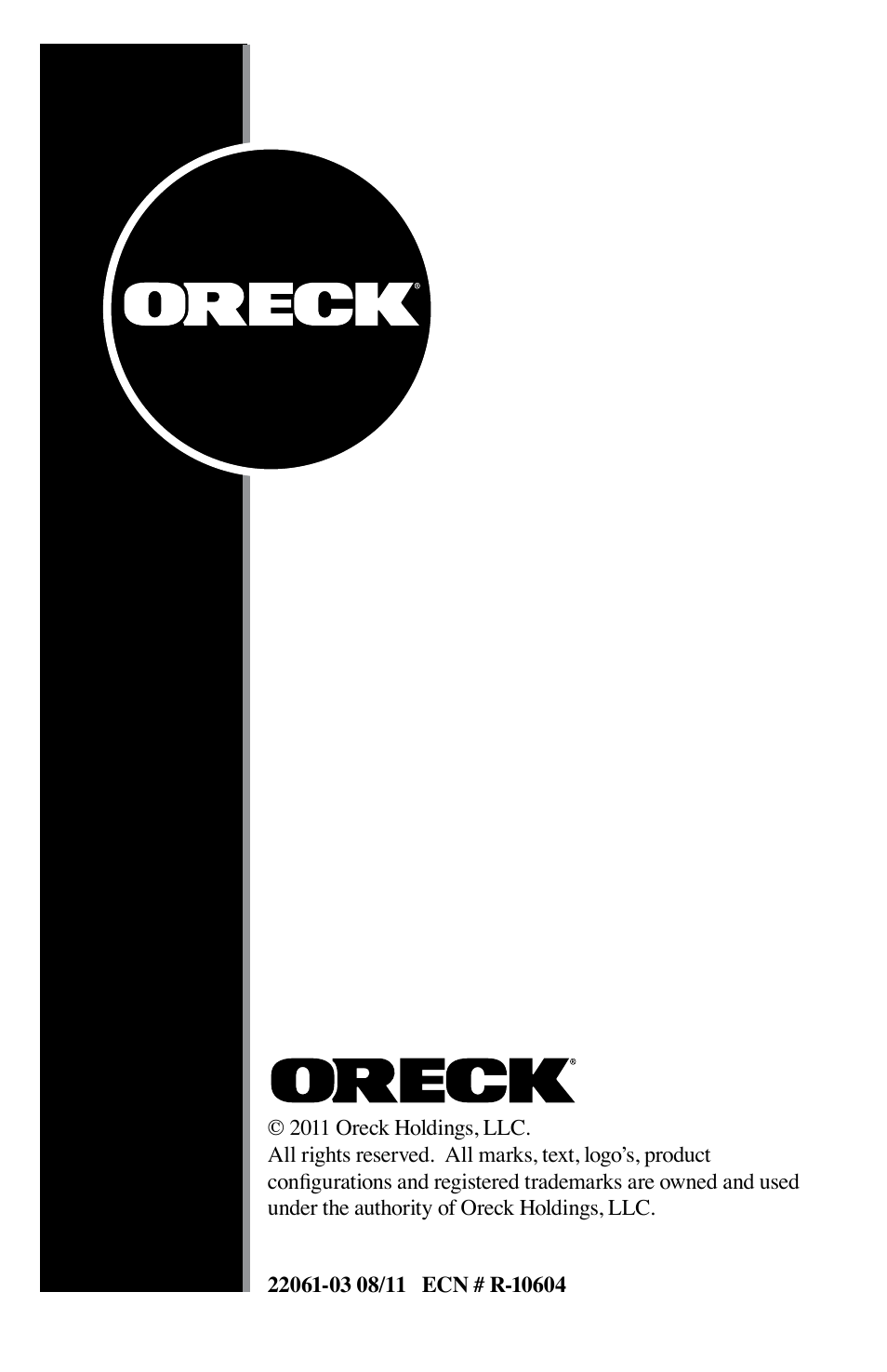 Oreck Air User Manual | Page 54 / 54