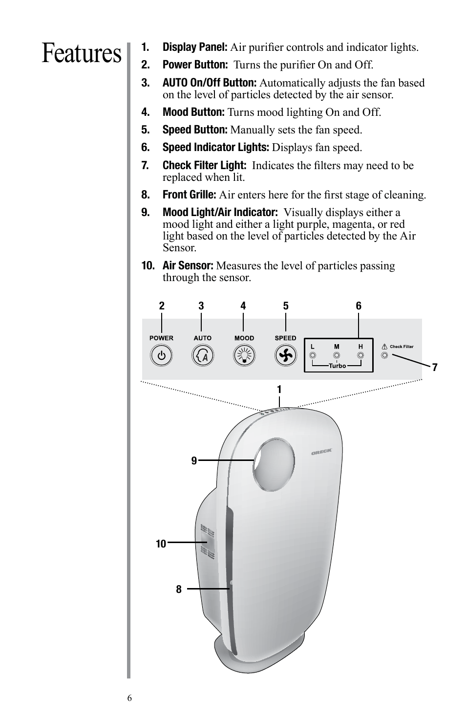 Features | Oreck Air User Manual | Page 6 / 54
