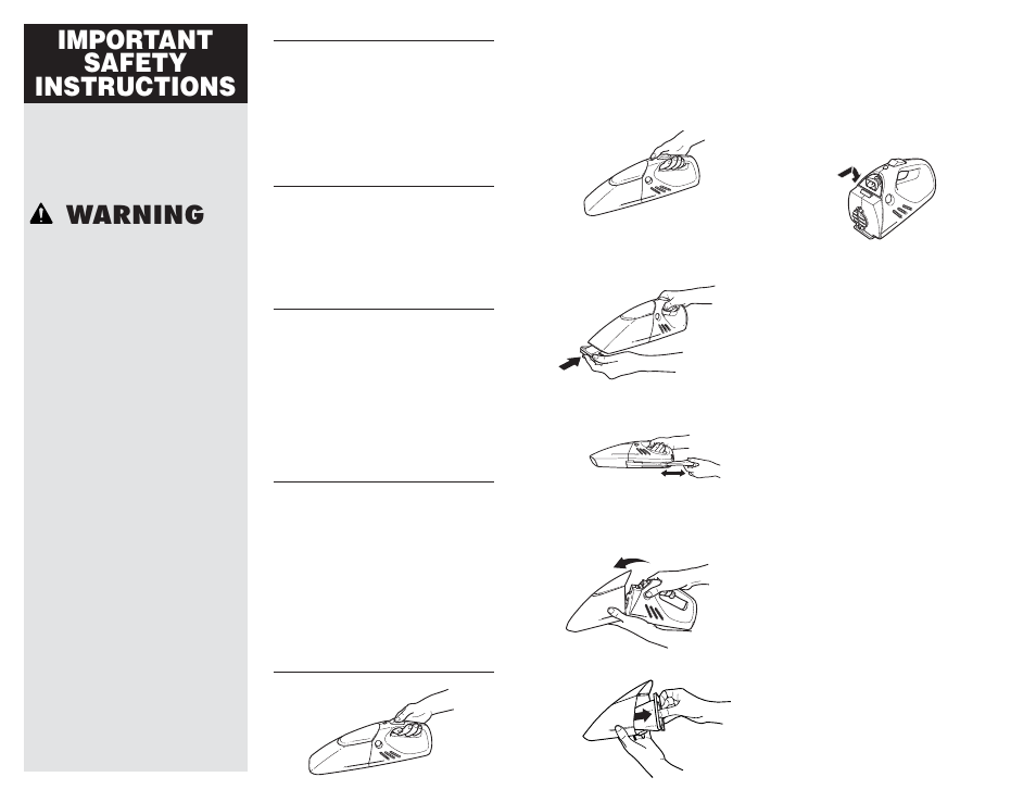 Important safety instructions, Warning, Save these instructions | Important | Oreck ZIP100 User Manual | Page 2 / 2