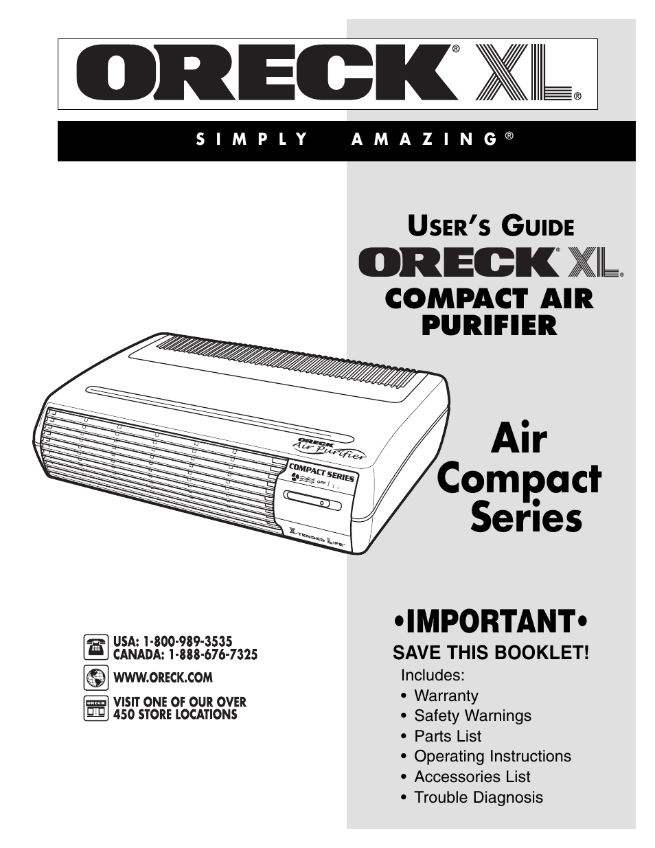 Oreck COMPACT AIR PURIFIER User Manual | 7 pages