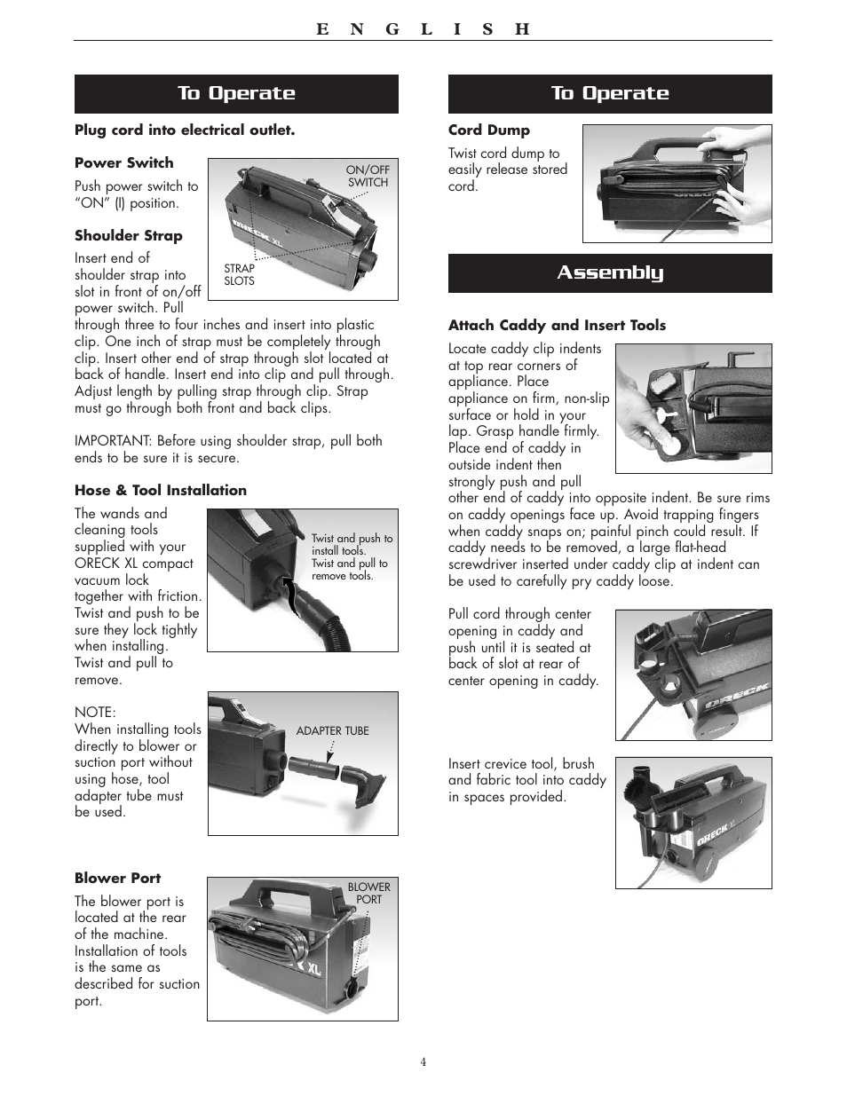 Assembly | Oreck BB870-AW User Manual | Page 4 / 16