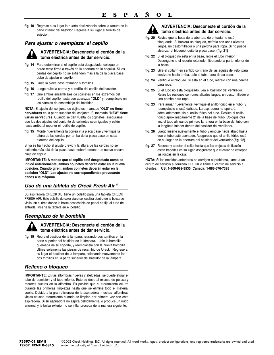Oreck XL3900H2 User Manual | Page 16 / 16