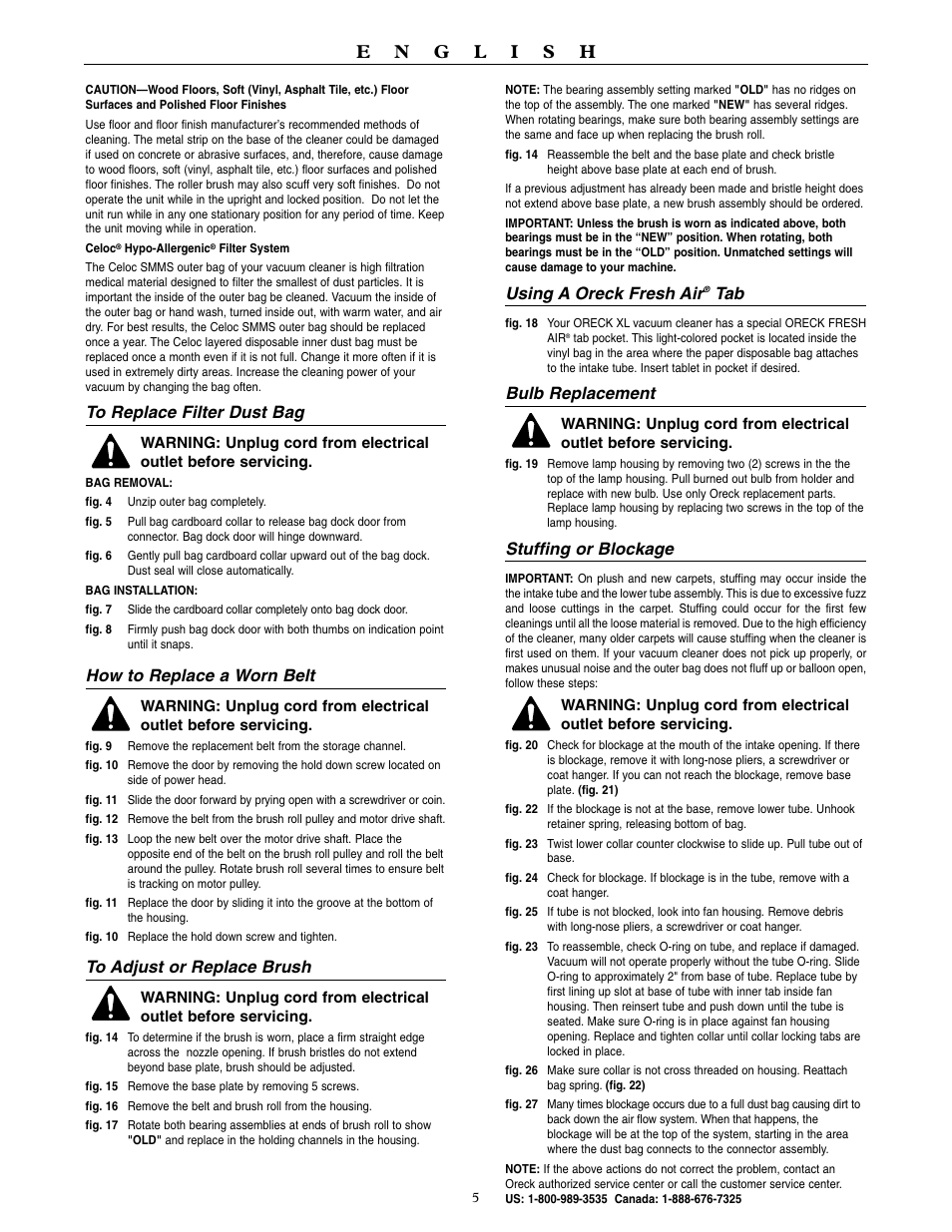 How to replace a worn belt, Using a oreck fresh air, Bulb replacement | Stuffing or blockage | Oreck XL3900H2 User Manual | Page 6 / 16