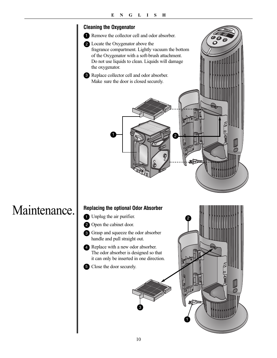 Maintenance | Oreck XL Рrofessional air purifier AIRT Series User Manual | Page 10 / 24