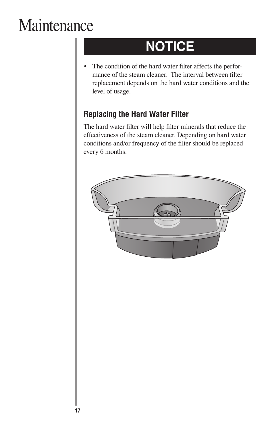 Maintenance, Notice | Oreck STEAM 75 User Manual | Page 17 / 24