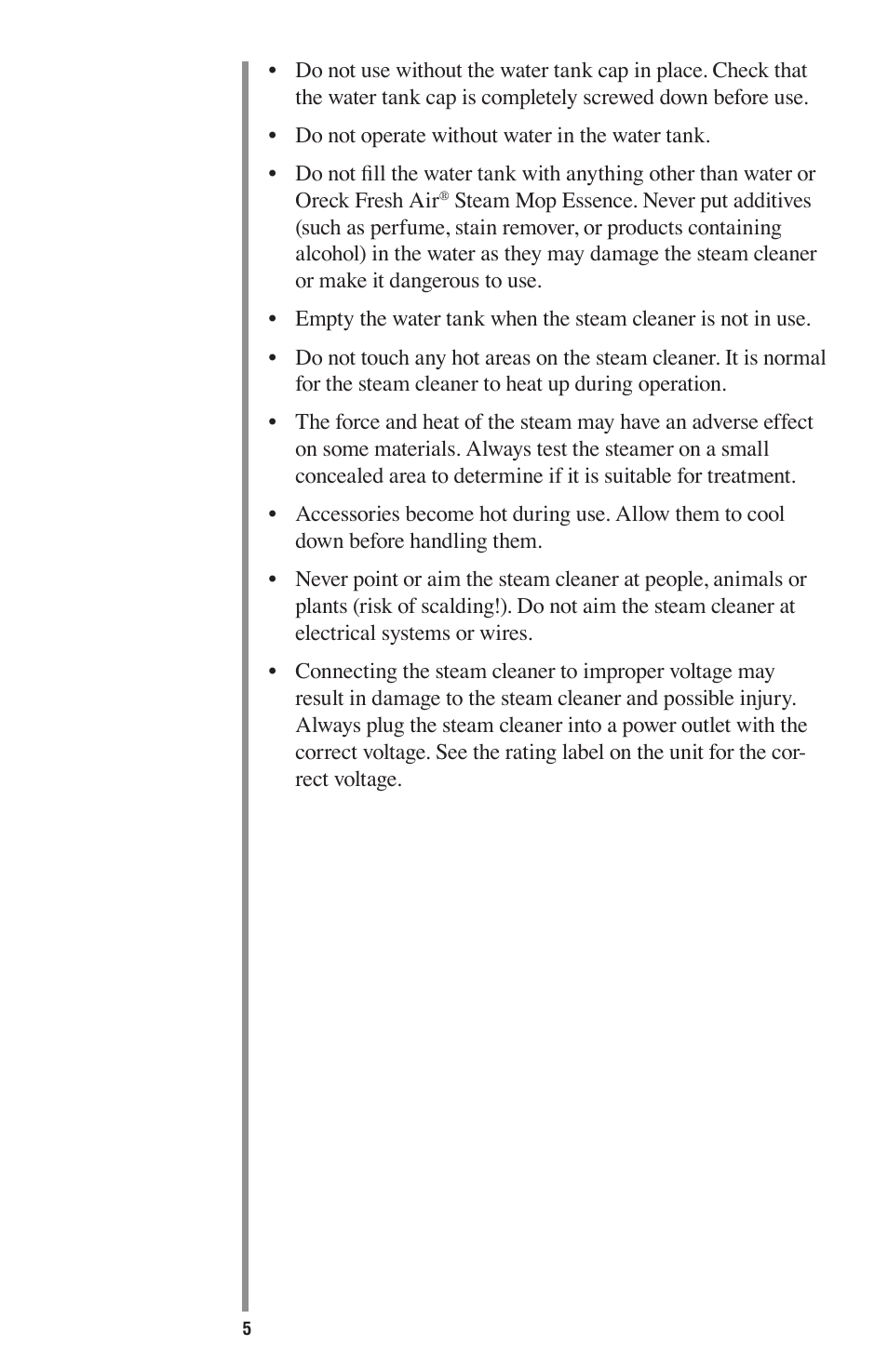 Oreck STEAM 75 User Manual | Page 5 / 24