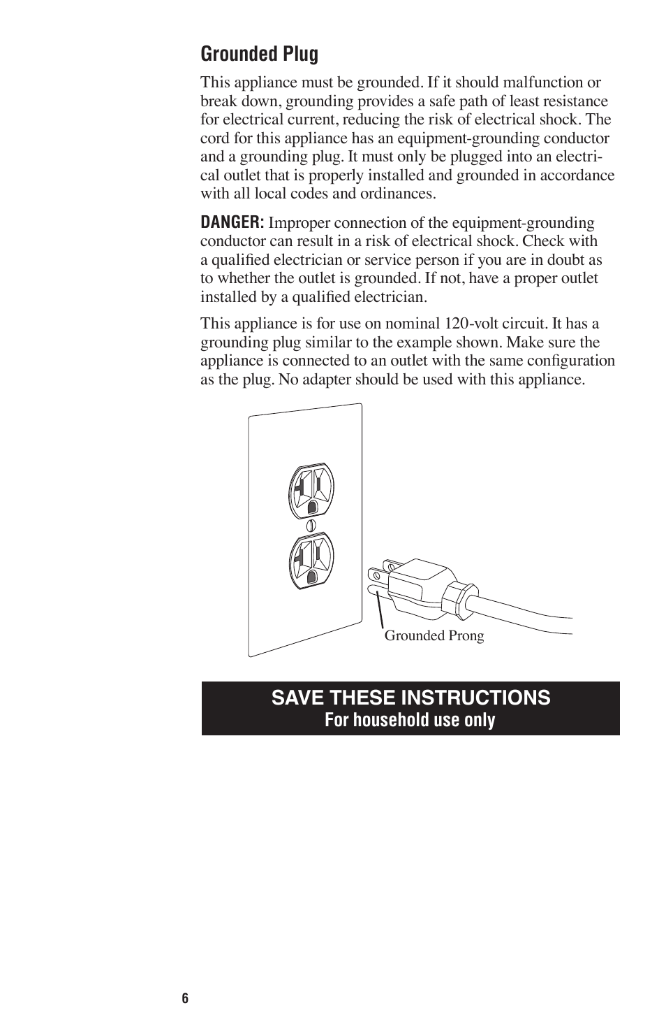 Grounded plug, Save these instructions | Oreck STEAM 75 User Manual | Page 6 / 24