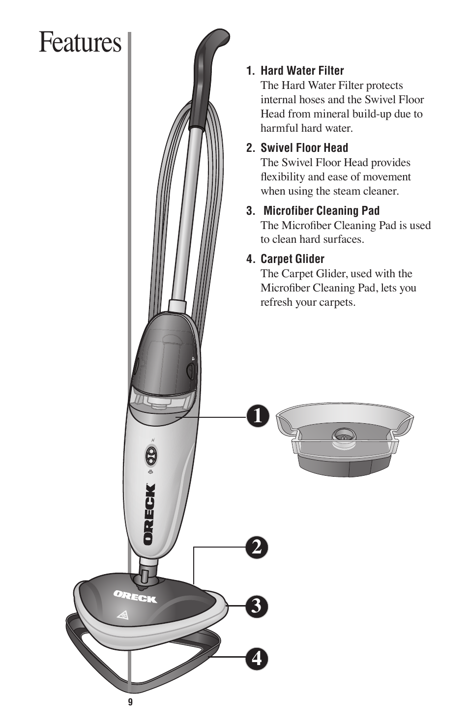 Features | Oreck STEAM 75 User Manual | Page 9 / 24