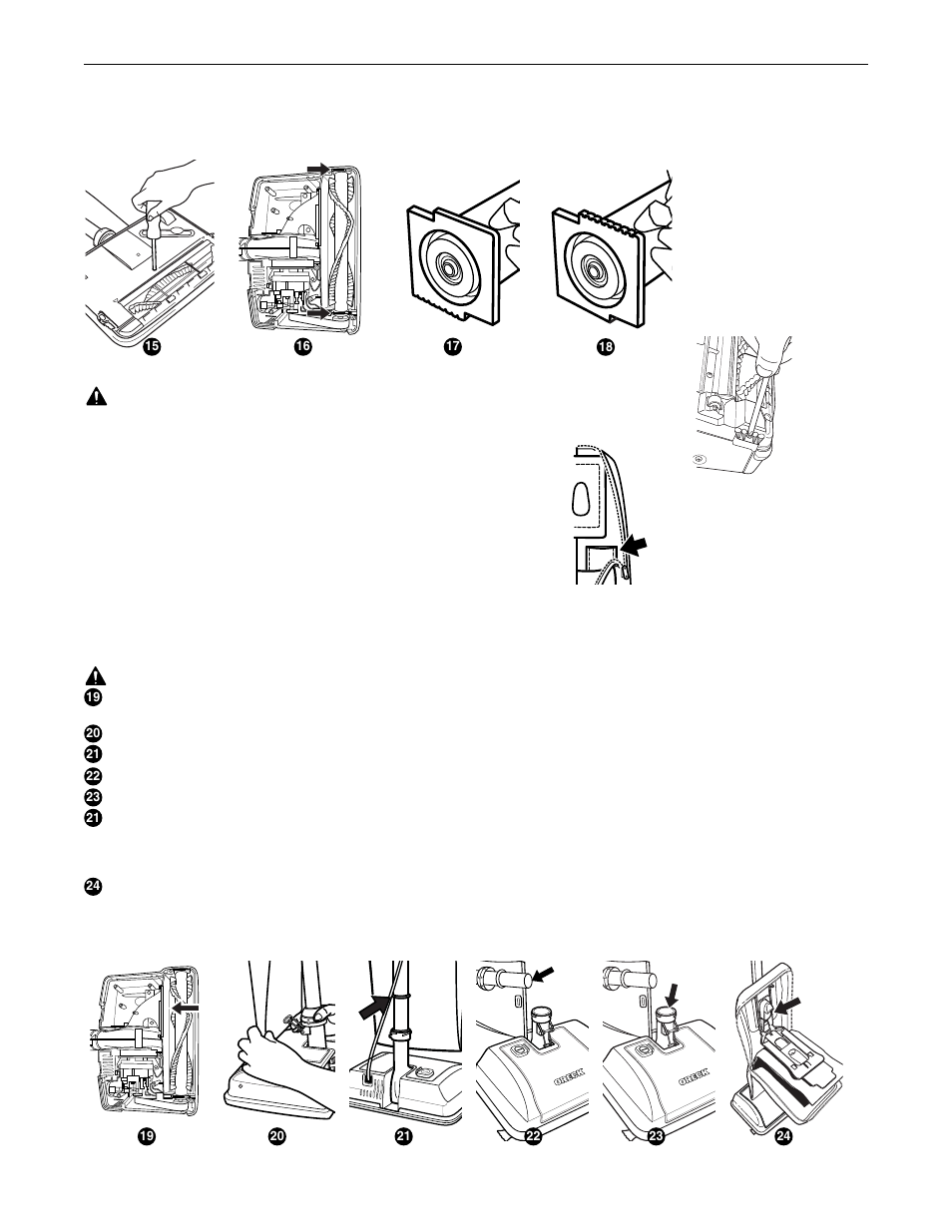 Relleno o bloqueo, Reemplazo del cepilla orillador, Uso de una tableta oreck fresh air | Oreck CLASSIC SERIES U2251 User Manual | Page 16 / 28