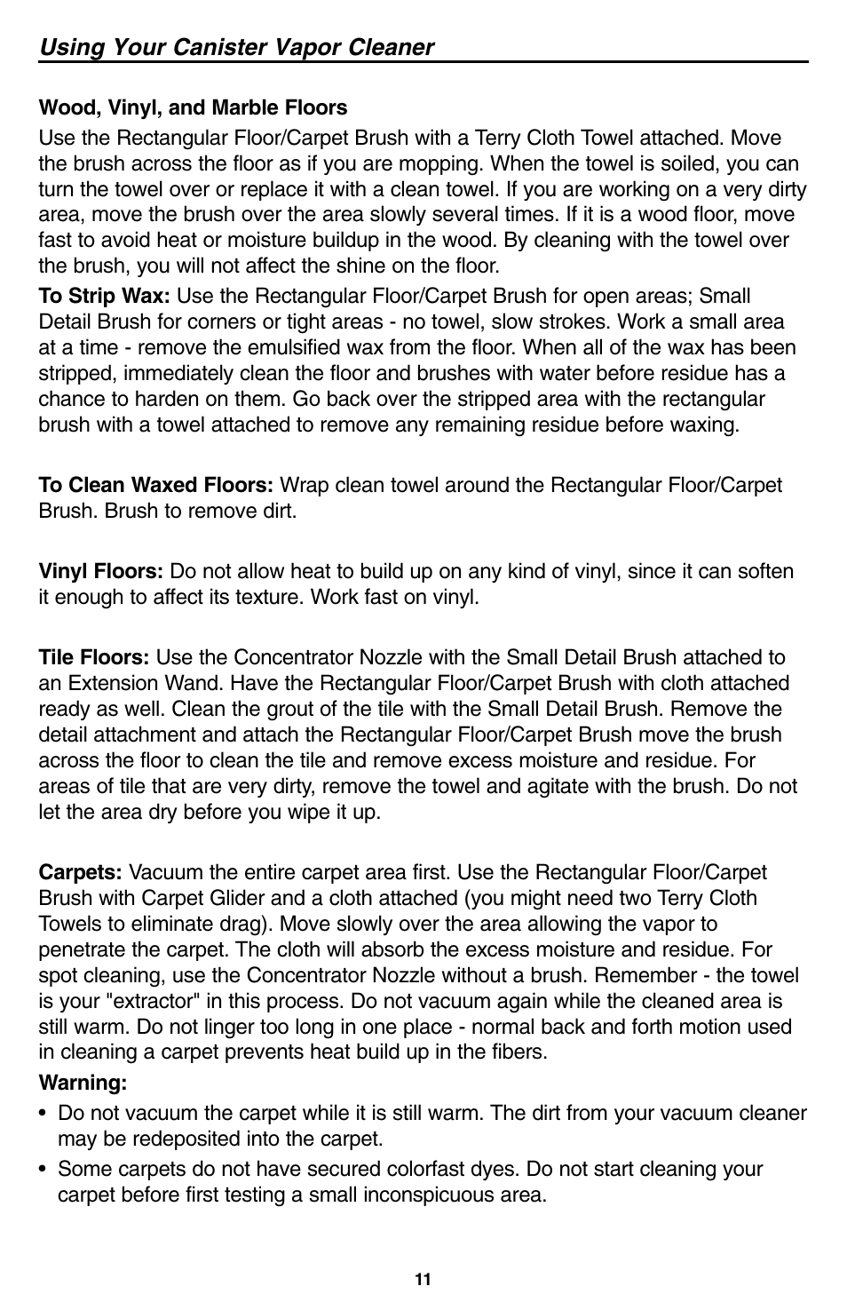 Oreck USER'S GUIDE User Manual | Page 12 / 16