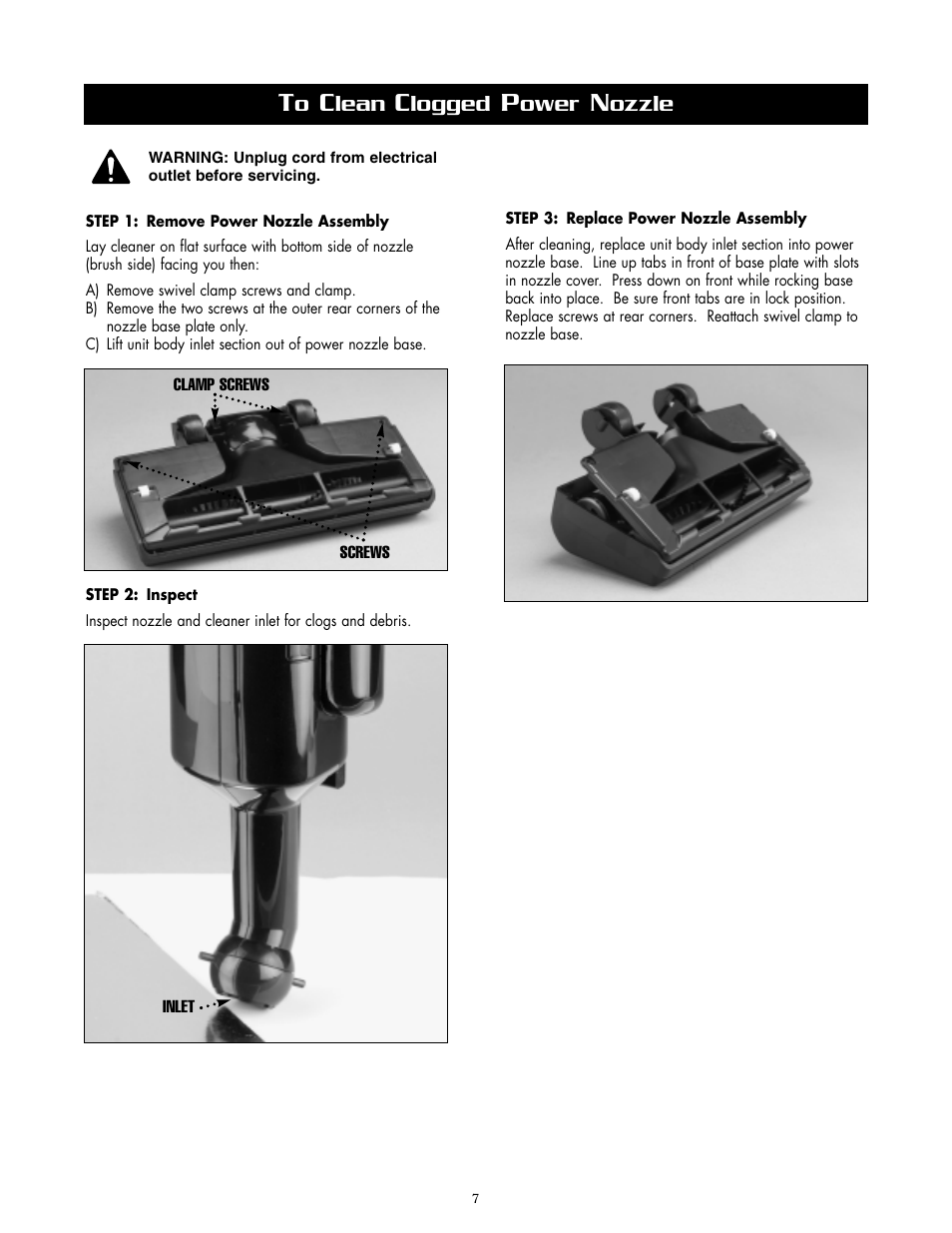 Lean, Logged, Ower | Ozzle | Oreck APU255 User Manual | Page 7 / 8