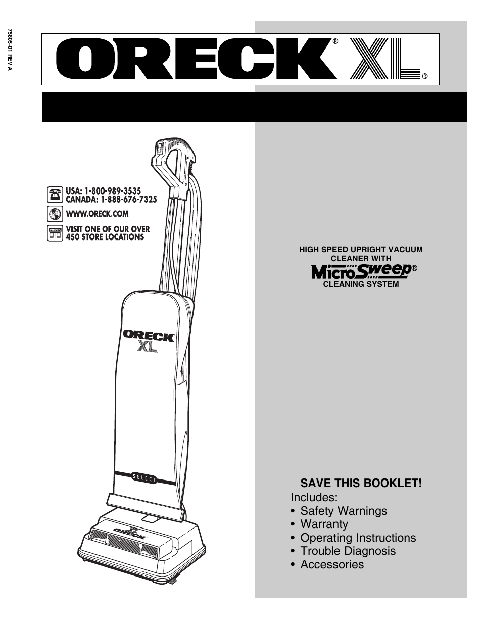 Oreck XL U2630HH User Manual | 8 pages