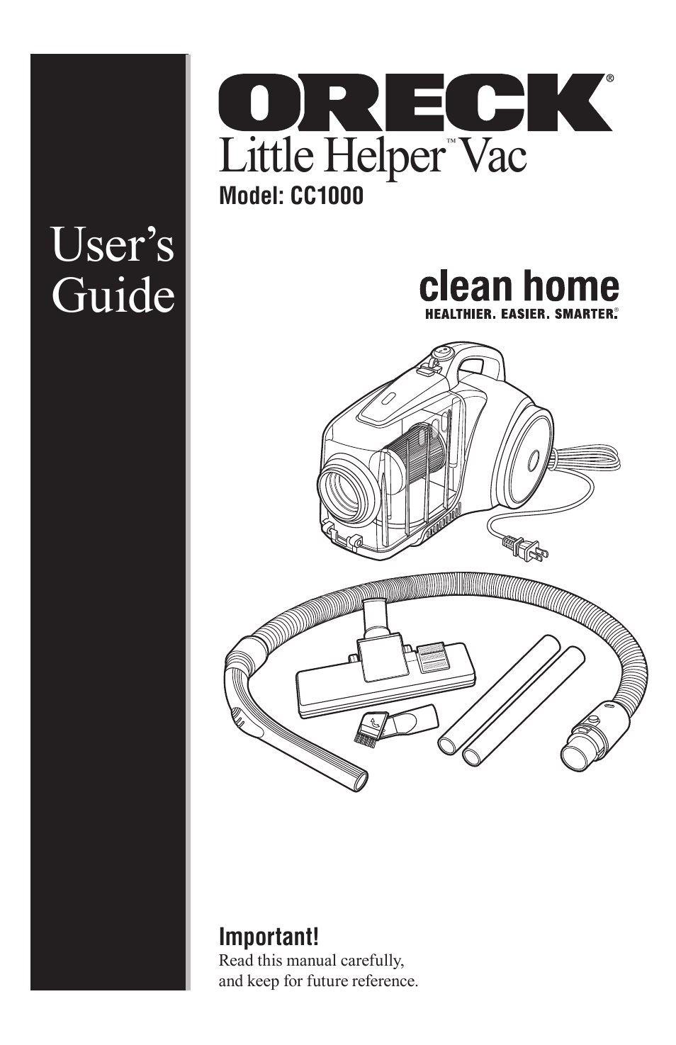 Oreck Little Helper Vac CC1000 User Manual | 12 pages