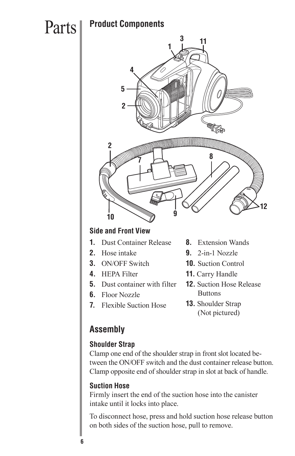 Parts, Maintenance | Oreck Little Helper Vac CC1000 User Manual | Page 6 / 12