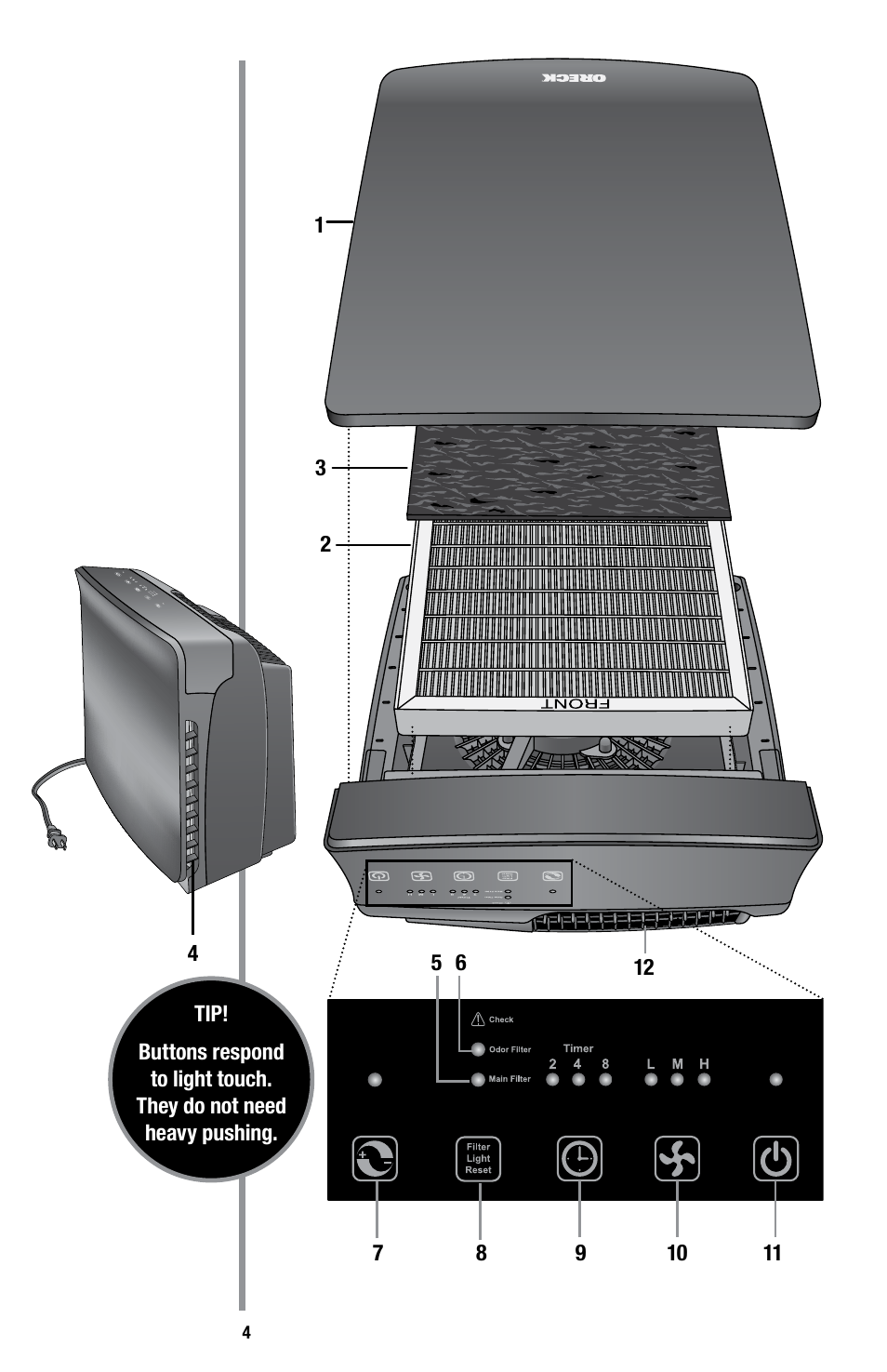 Oreck Optimax Small Room Air Purifier AIR94 User Manual | Page 7 / 36