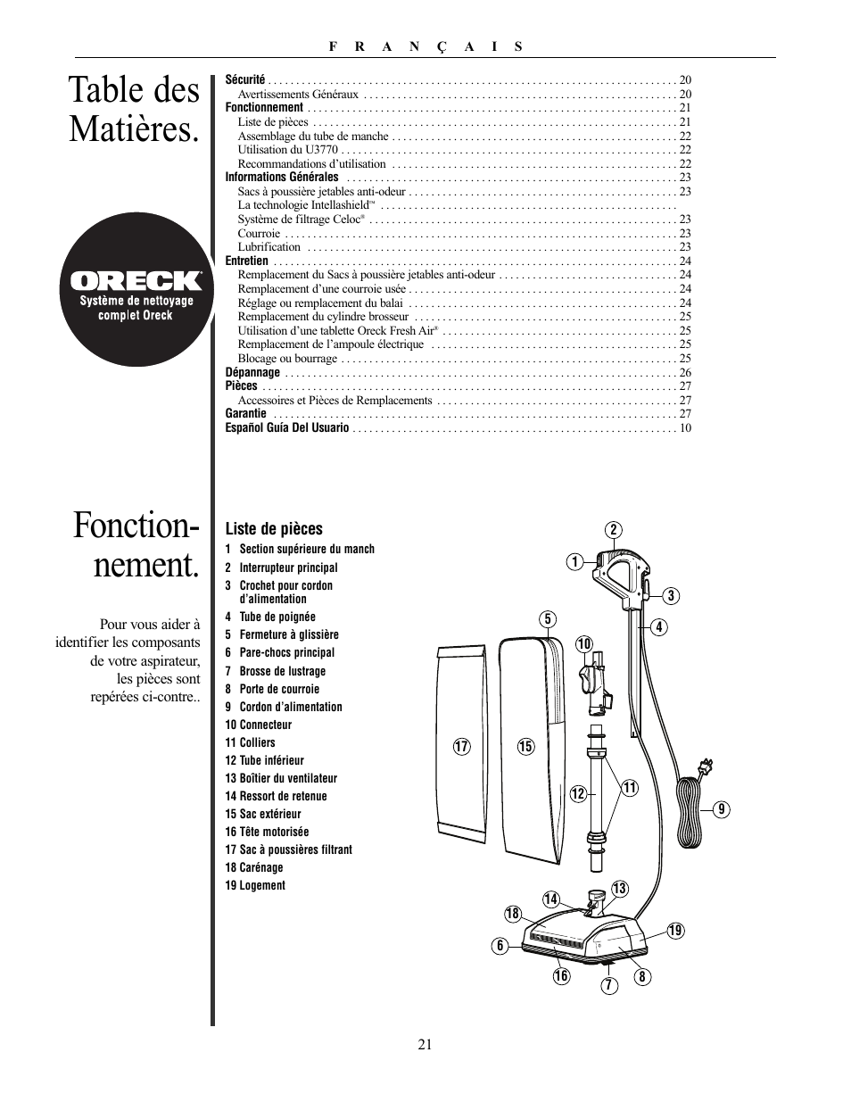 Oreck Powerful User Manual | Page 21 / 28