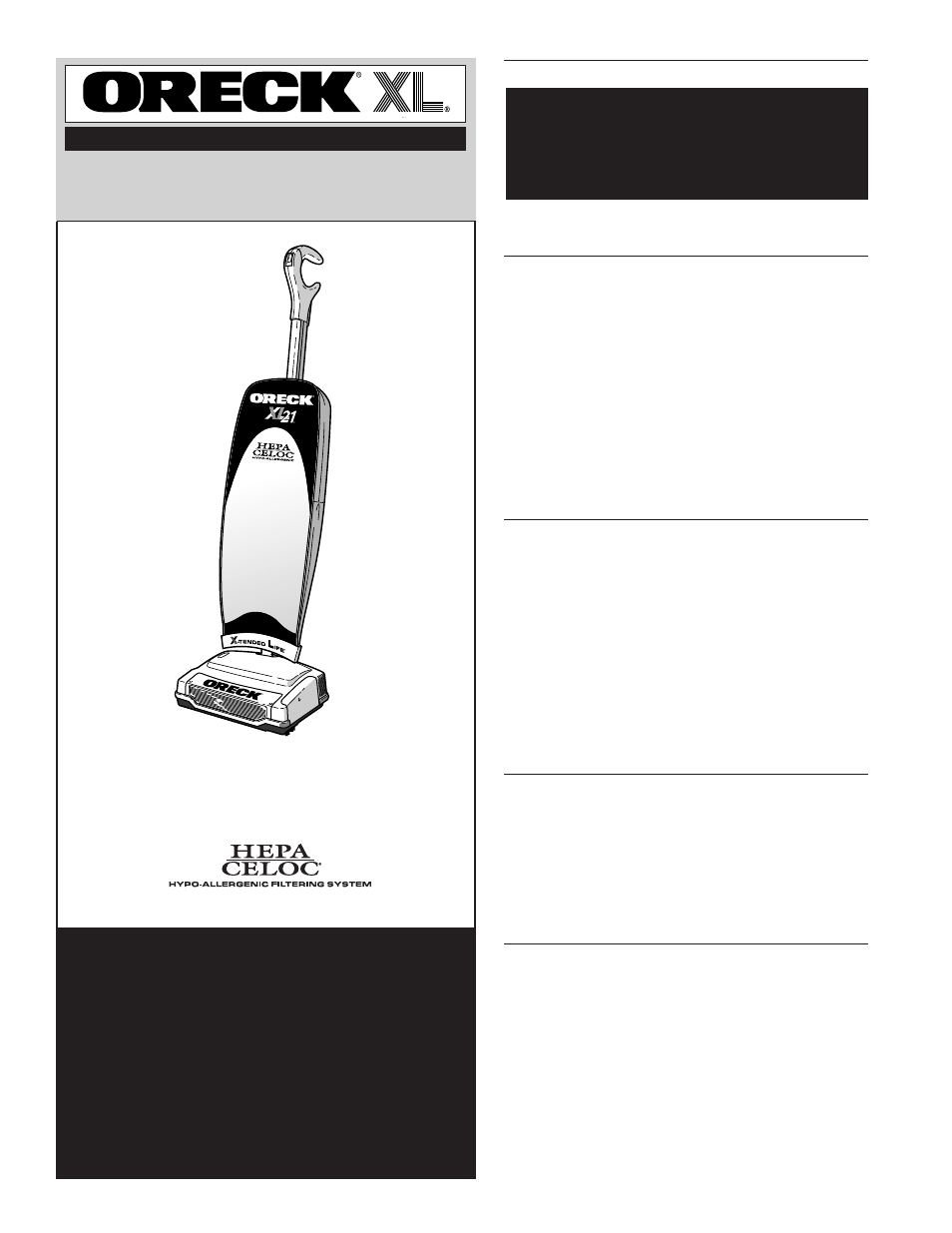 Important, Rxl21any, Conservez ce fascicule | Uide, Utilisation | Oreck RXL21ANY User Manual | Page 9 / 20