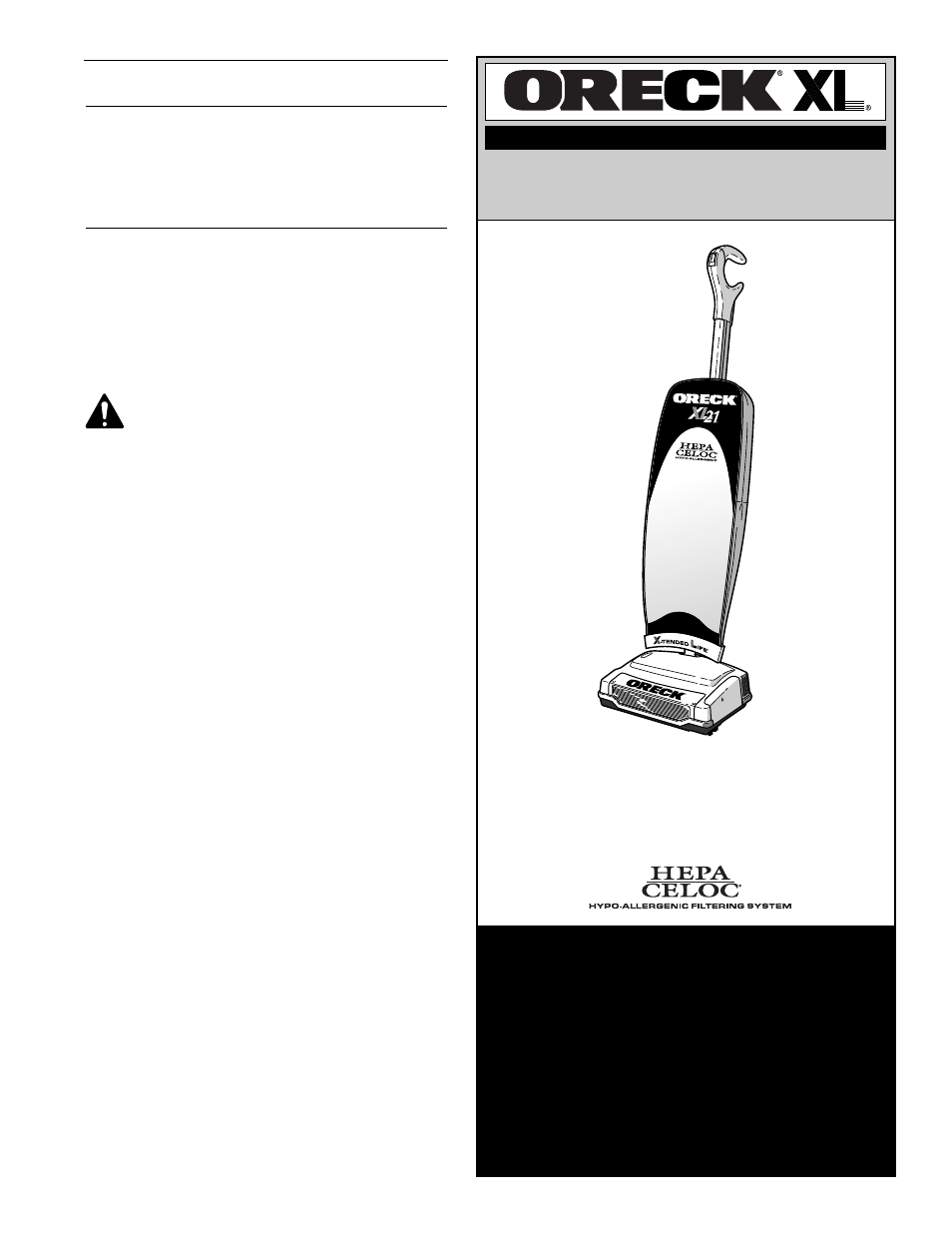 Importante, Xl21, 600 ecb | 600 ecc, Guarde este folleto, Suario | Oreck XL21 600 ECB User Manual | Page 14 / 20