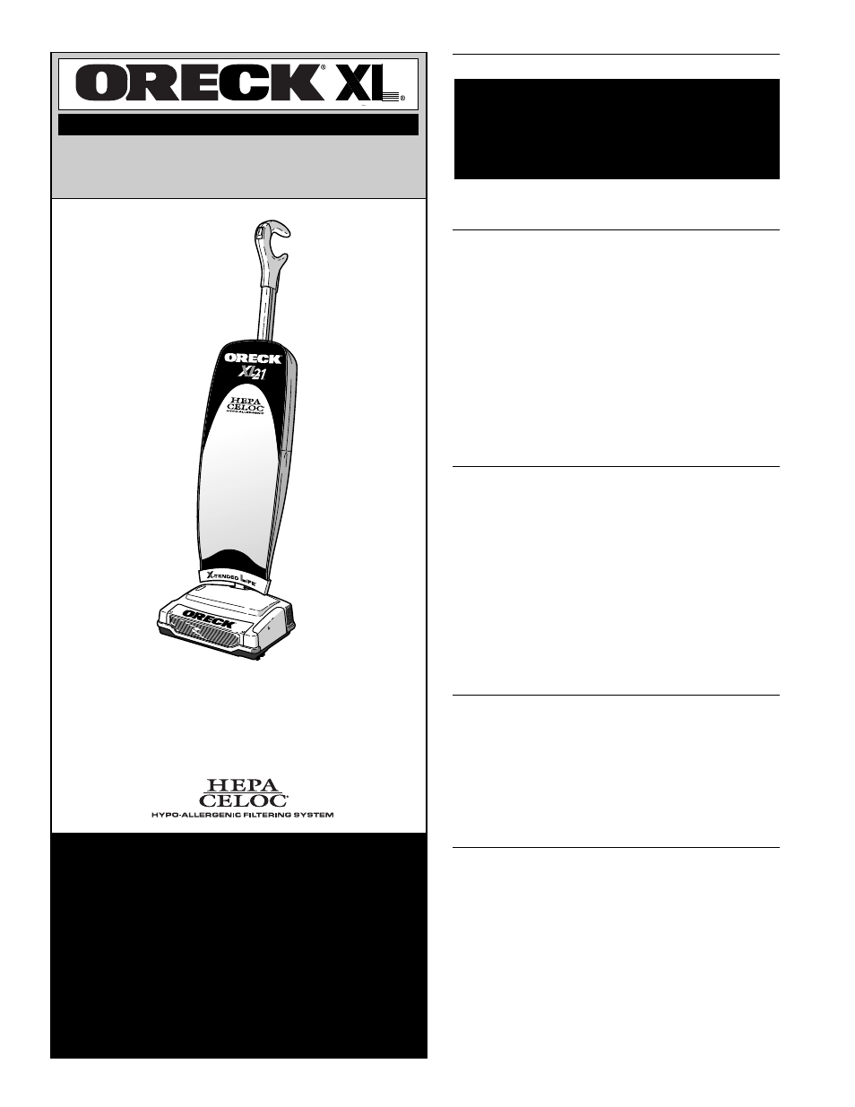 Important, Xl21, 600 ecb | 600 ecc, Conservez ce fascicule, Uide, Utilisation | Oreck XL21 600 ECB User Manual | Page 9 / 20