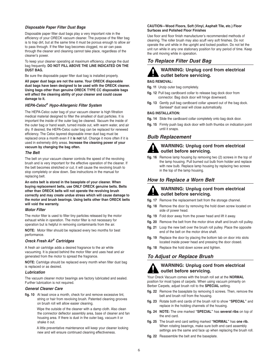 Bulb replacement, How to replace a worn belt | Oreck XL7 705 SERIES User Manual | Page 7 / 8