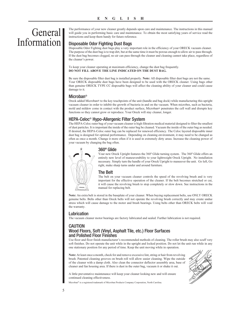 General information | Oreck 79052-01REVA User Manual | Page 5 / 28