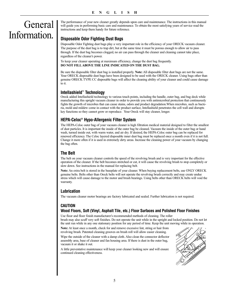 General information | Oreck XL PLATINUM PLUS 79030-01REVA User Manual | Page 5 / 28