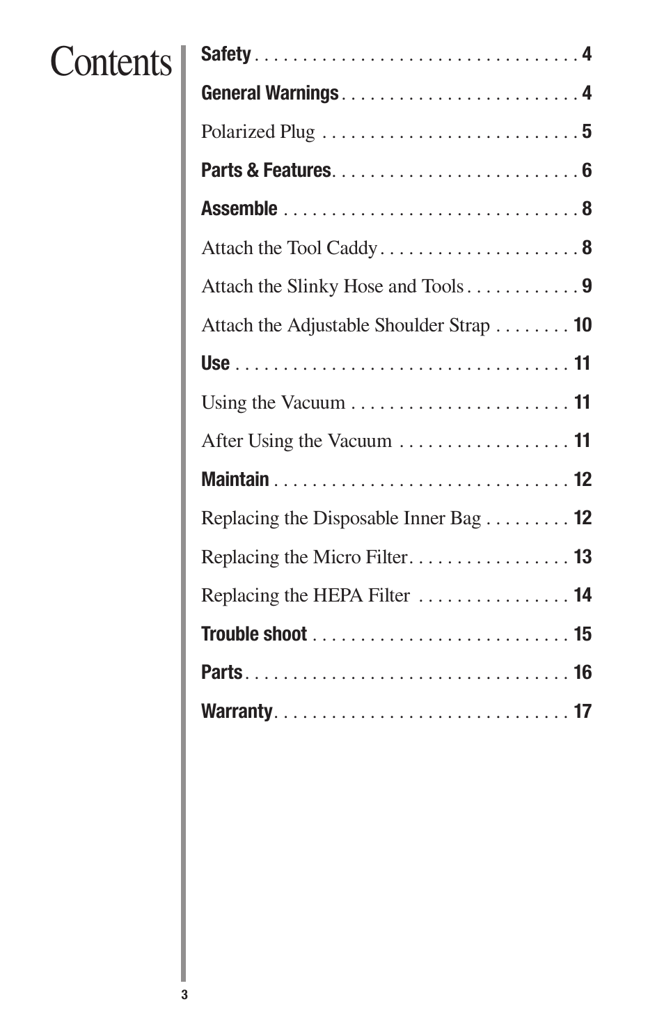 Oreck 1600 User Manual | Page 3 / 52