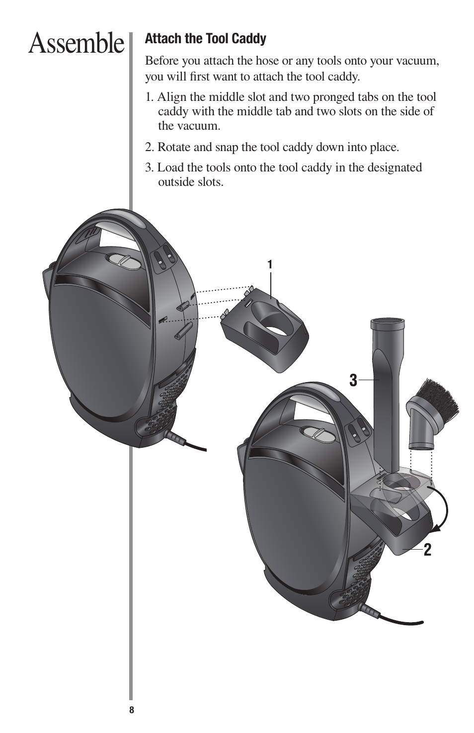 Assemble | Oreck 1600 User Manual | Page 8 / 52