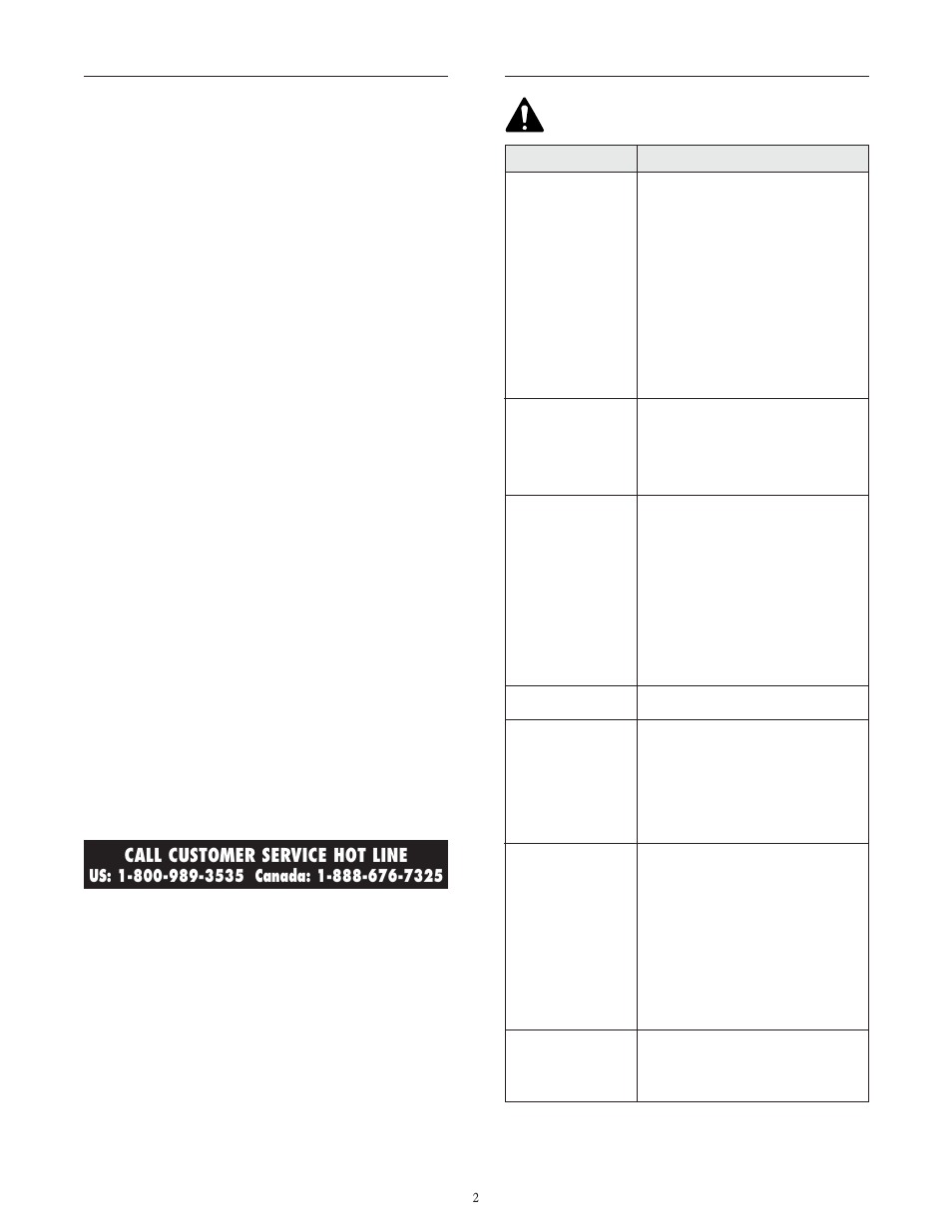 Call customer service hot line, Warranty, Troubleshooting guide | Oreck XLS700 User Manual | Page 3 / 8