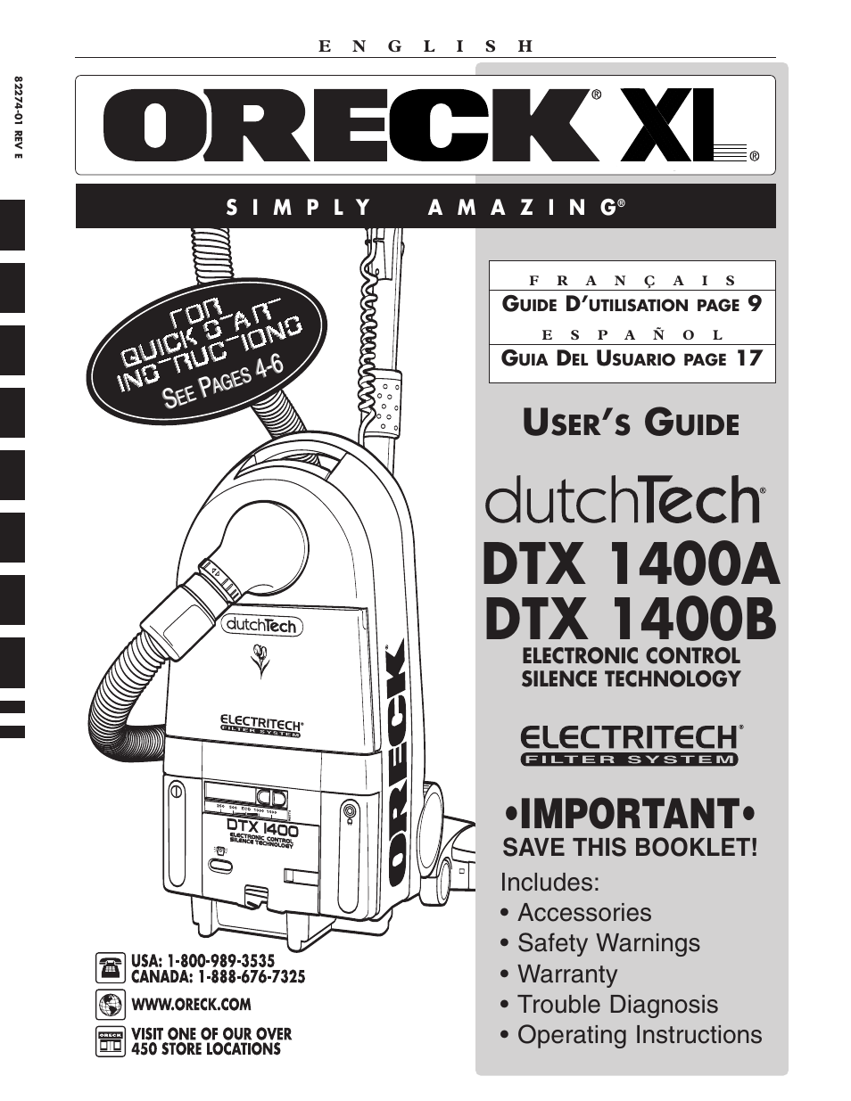 Oreck DTX User Manual | 24 pages