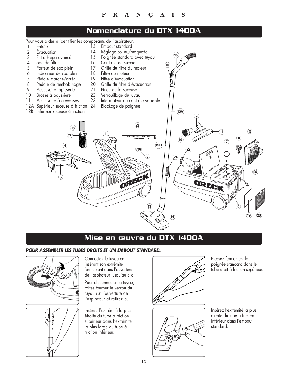 Oreck DTX User Manual | Page 12 / 24