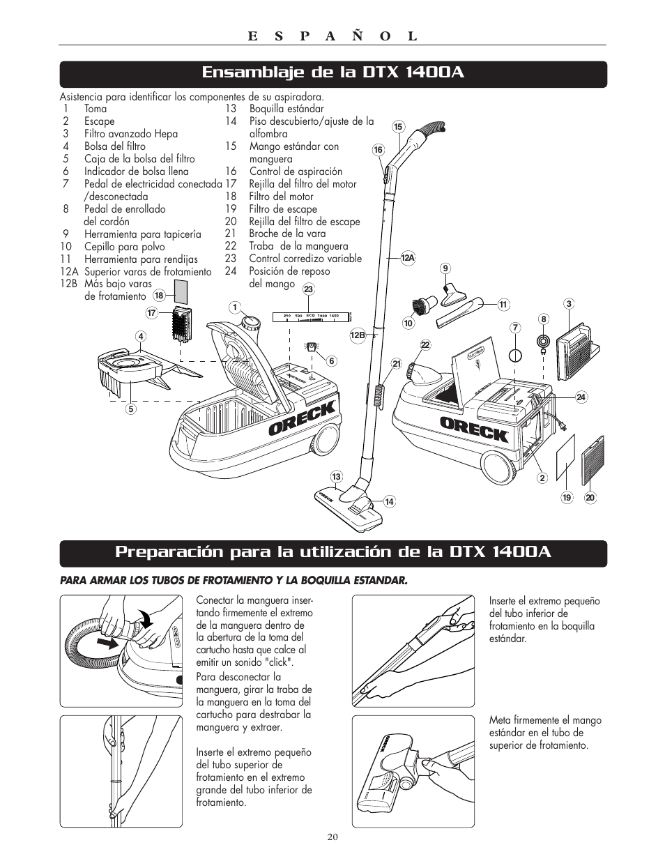 Oreck DTX User Manual | Page 20 / 24