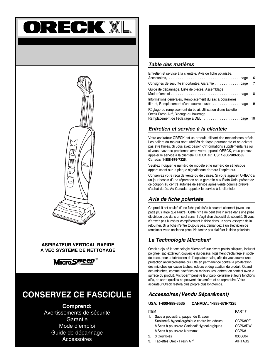 Important, U4140hh, Conservez ce fascicule | Uide, Utilisation | Oreck U4140HH User Manual | Page 7 / 16